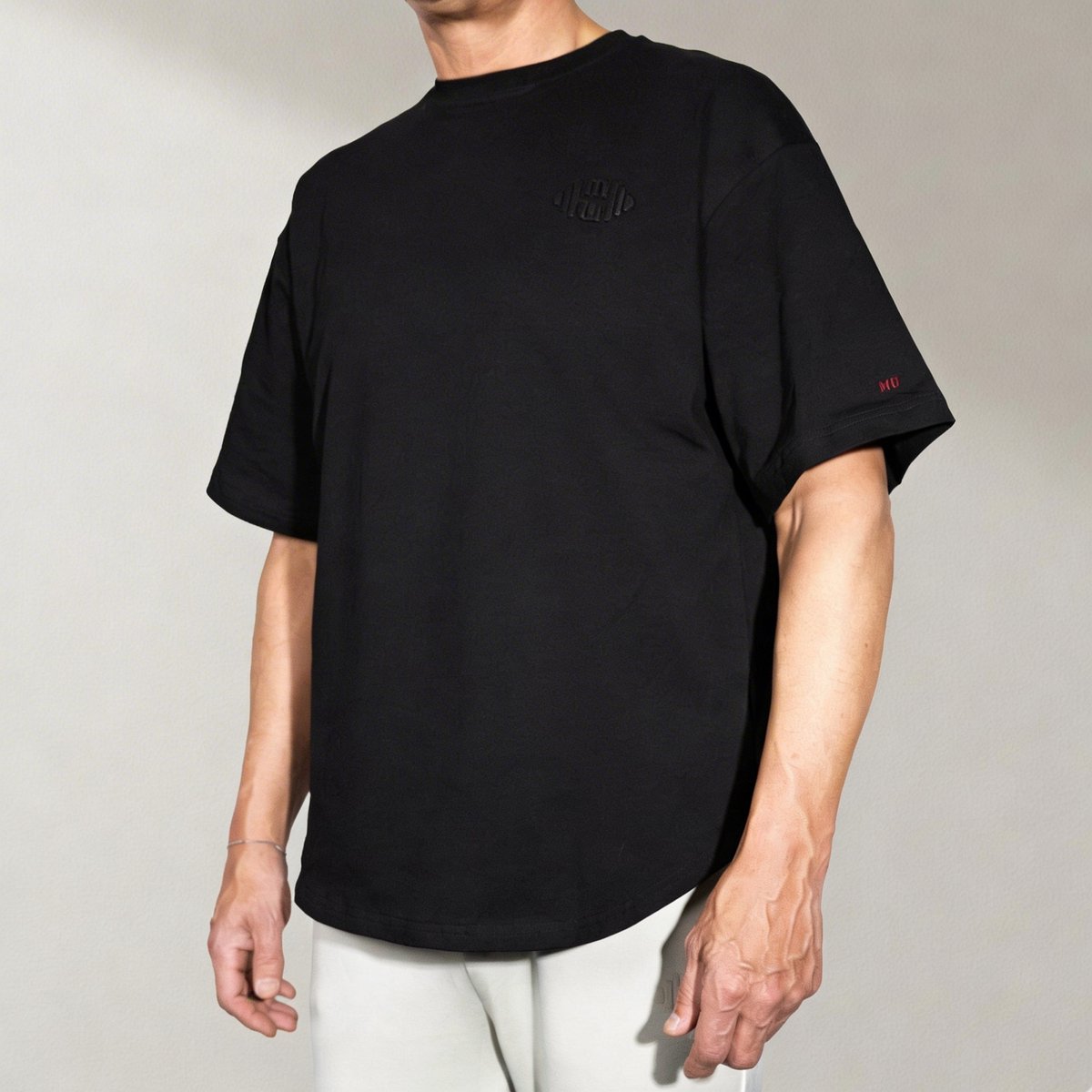 Muscle Up® French Terry Oversized T-shirt Heren - Pump Cover - Met Stretch - Zwart - L