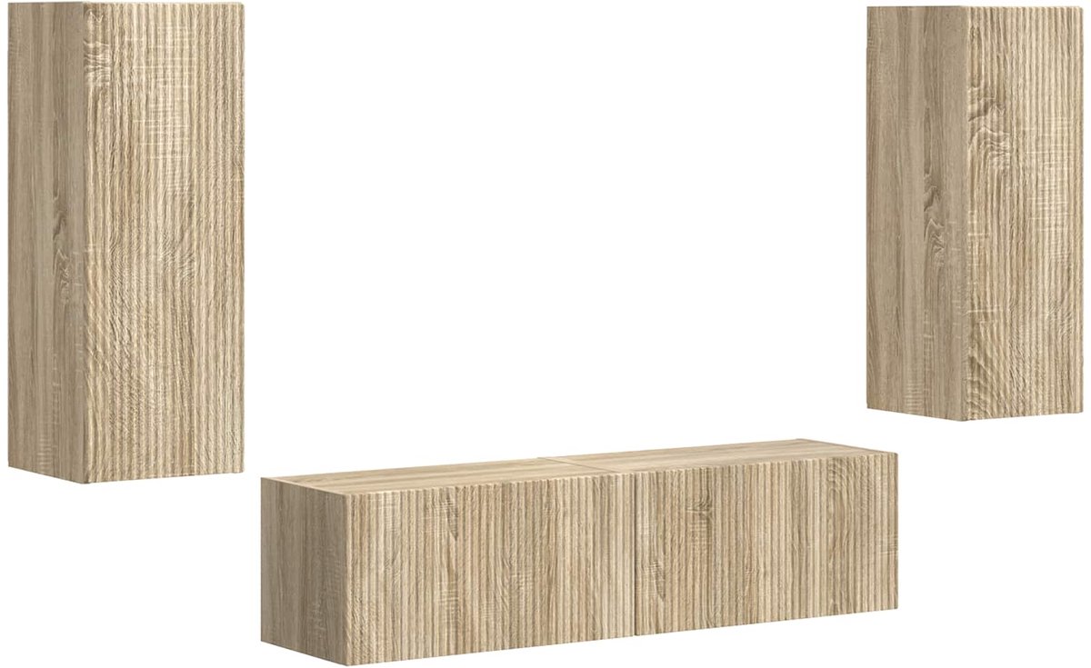 vidaXL - Tv-meubelset - Wandgemonteerd - 2 - pcs - Sonoma - Eik - Bewerkt - hout