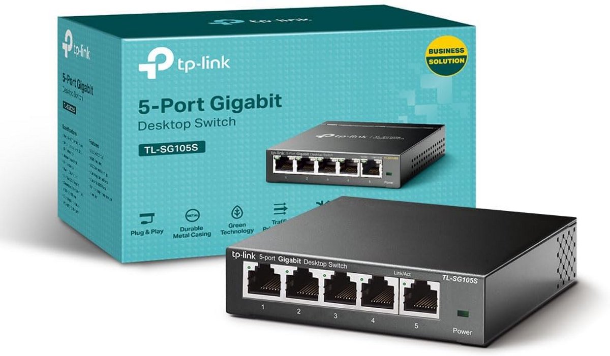5 Poorts Gigabit Netwerk Switch Desktop en Wandmontage Metalen Behuizing Plug & Play