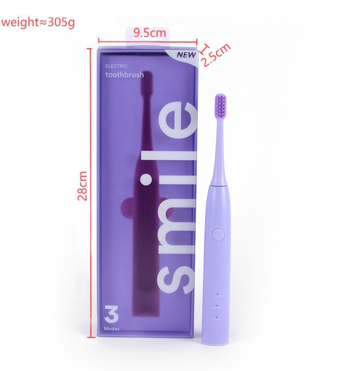 Nanchang Sonische Elektrische Tandenborstel USB Oplaadbaar Lila - afbeelding 3