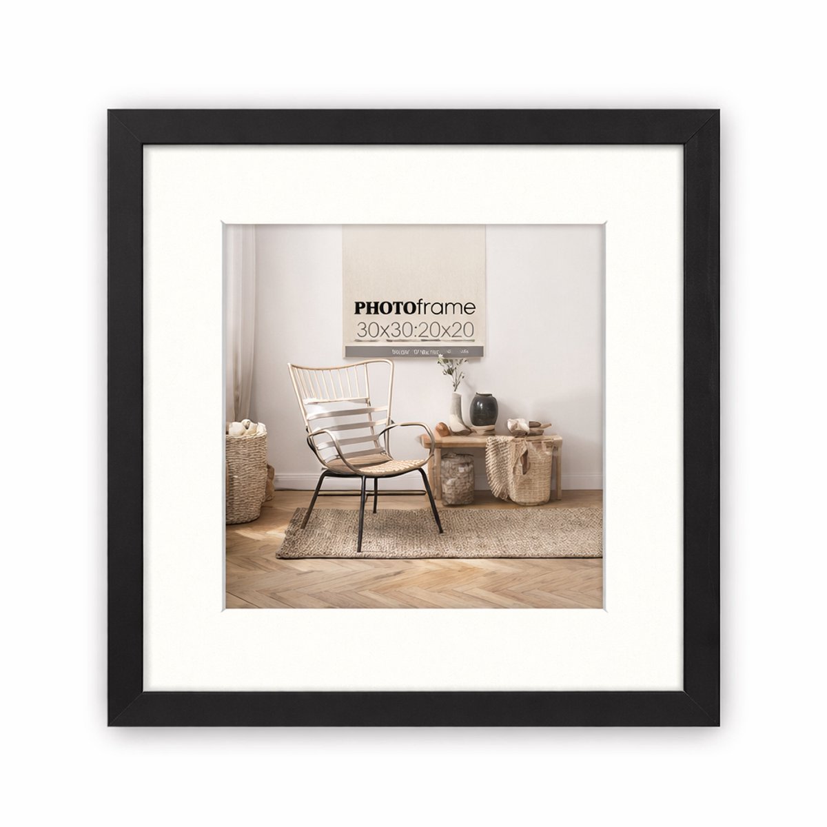 Zep Houten Fotolijst Malmo Zwart met Passe-partout voor foto formaat 20x20 / 30x30 cm