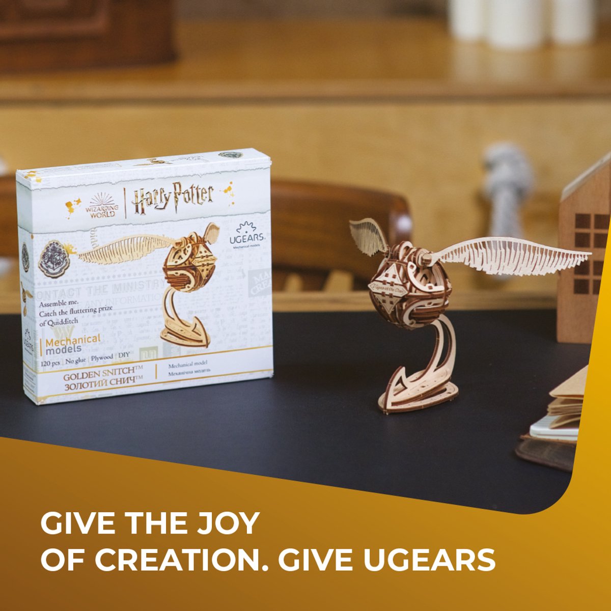 UGEARS 3D Modelbouw - Golden Snitch™ - Harry Potter™ - Mechanisch Bouwpakket Hout - Educatief Speelgoed — afbeelding 22