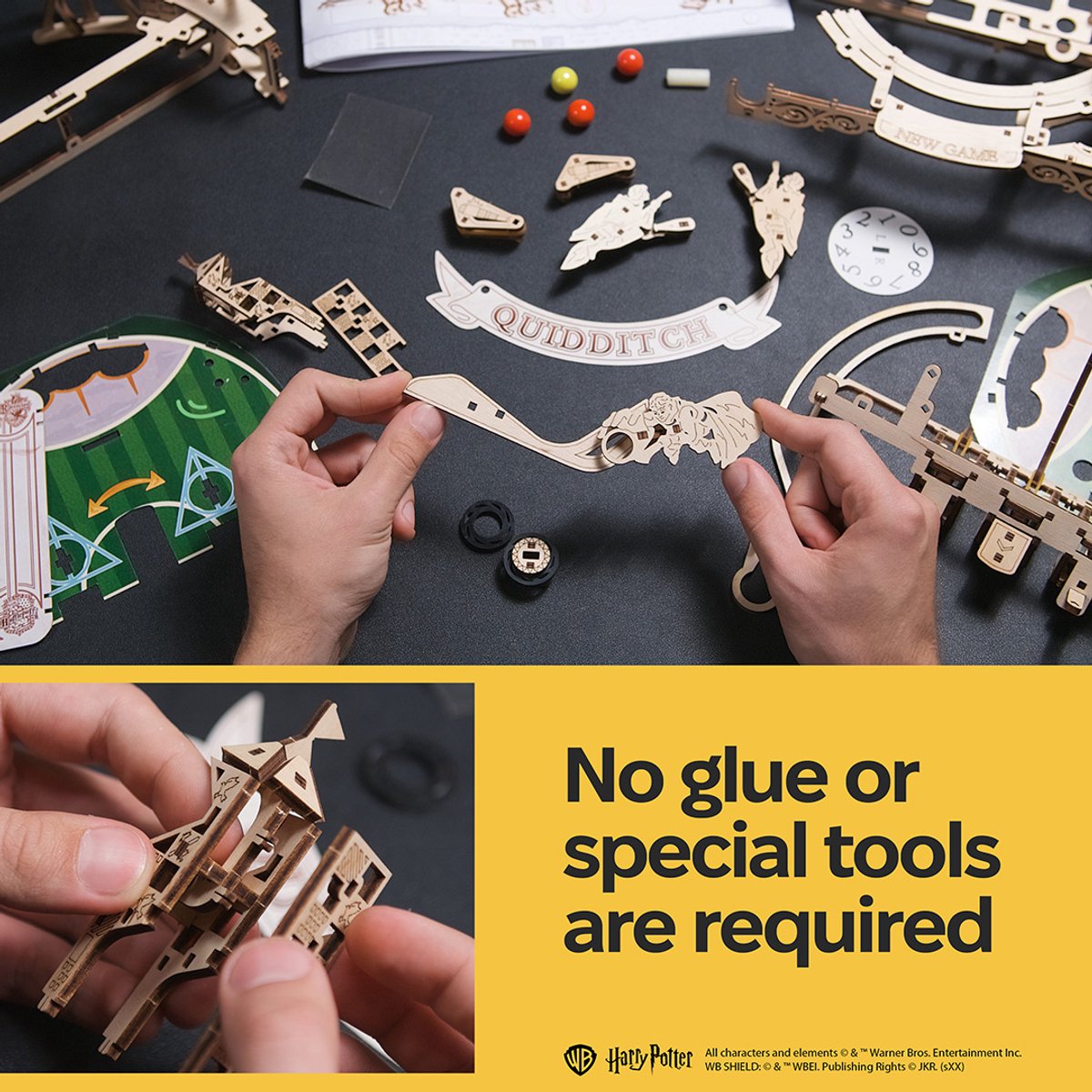 UGEARS 3D Modelbouw - Quidditch™ Pinball - Harry Potter™ - Mechanisch Bouwpakket Hout - Educatief Speelgoed — afbeelding 6