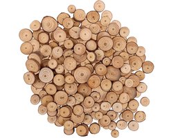 300x Kleine Houten Schijven Rond met Boomschors 1,5-3 cm voor Knutselen en Decoratie