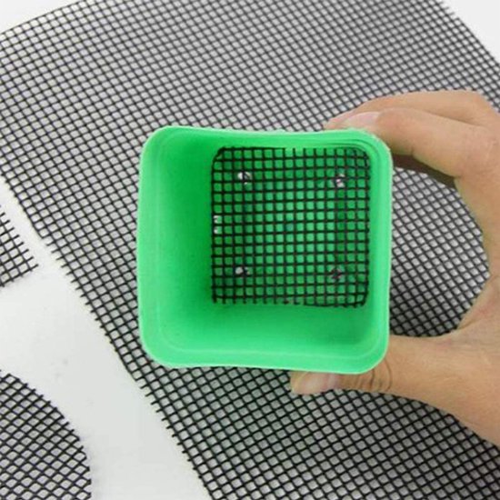 50 stuks-Vierkant bloempotma-Planten Mesh Pads-Bloempotrooster-Bloempot Gaas Pakking- bloempot gat gaasmat-Drainage rooster planten-gaas tuinmat-Plantennet voor buiten pot-Voorkomt Bodem Lekkage-10x10cm van Merkloos	 — afbeelding 2