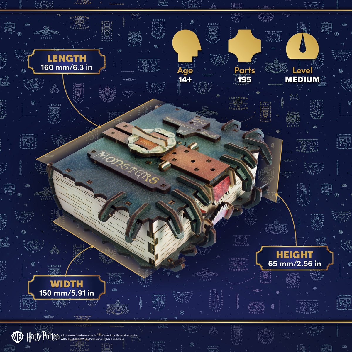 UGEARS 3D Modelbouw - The Monster Book Of Monsters™ - Harry Potter™ - Mechanisch Bouwpakket Hout - Educatief Speelgoed — afbeelding 6
