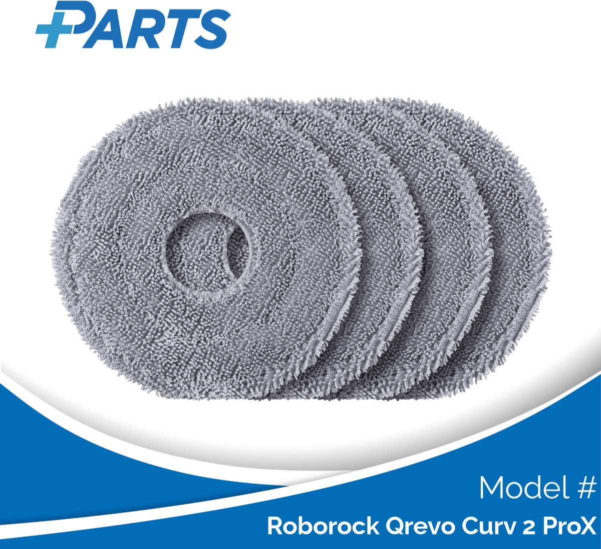 Roborock Qrevo Curv 2 ProX Dweilpads (4 Stuks, Plus.Parts® alternatief voor 8.02.0453)