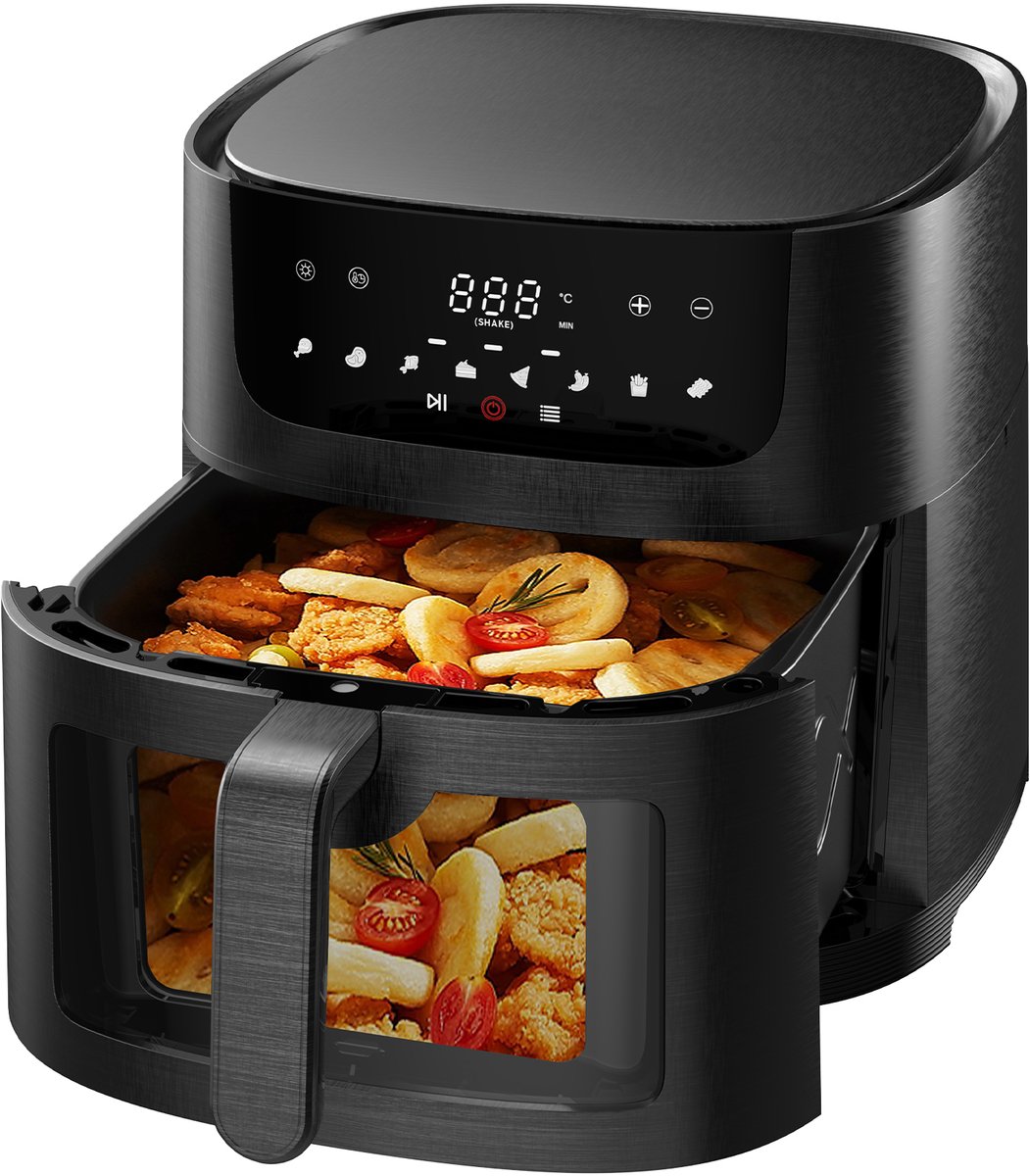 Dewelling AF8007 – XL Heteluchtfriteuse 9L – 1800W Airfryer met Zichtvenster