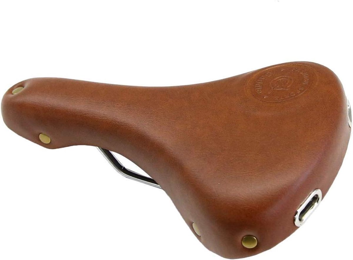 Vintage Fietszadel met Stalen Klinknagels - Comfortabele Zadel voor Mountainbike en Racefiets - 27.5 x 17 cm