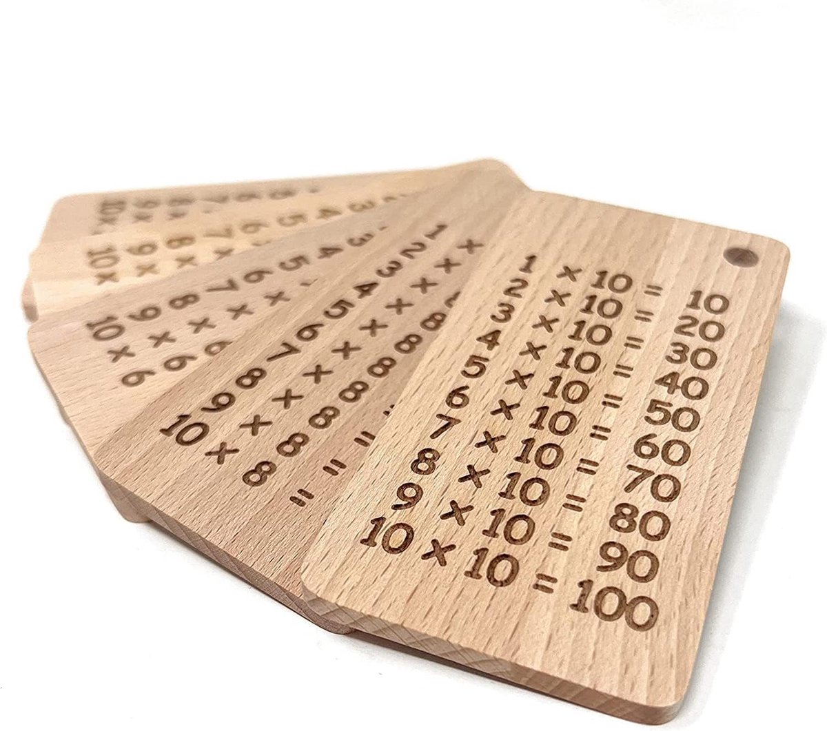 Houten 1x1 Leerkaarten met Ketting - Tafels Oefenen voor Kinderen