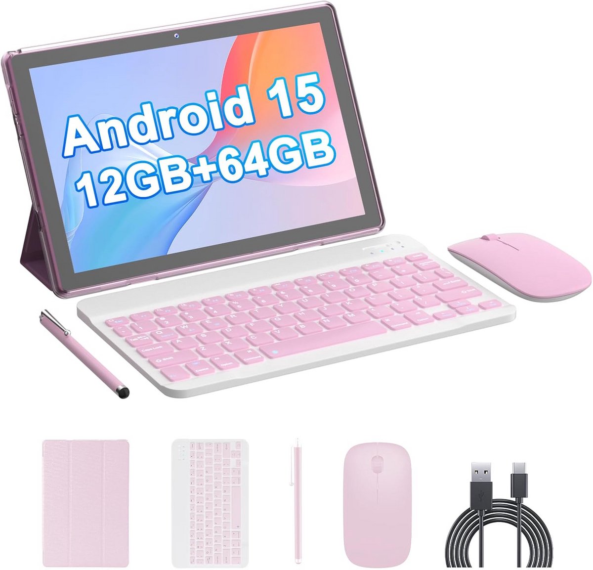 Android Tablet - 10 inch apparaat - Multitasken en entertainment - Uitbreidbaar geheugen - 1280x800 resolutie - Roze