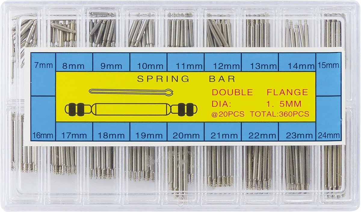360-delige veerpenset voor horlogebanden 7-24 mm