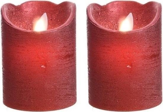 2x bougies LED / bougies piliers Noël rouge 10 cm scintillant - Décoration  de table de