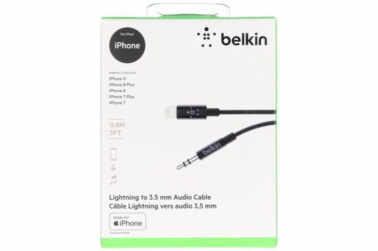 Apple iPhone Lightning naar 3.5mm kabel - 0.9m - Zwart