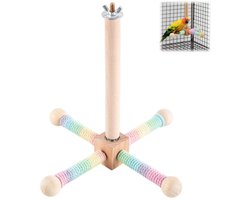 Papegaaienspeelgoed - Voerstandaards - Draaibare kruisvormige zitstokken - Vogelkooi-accessoires - Vogelkooi-decoraties - Geschikt voor grasparkieten, valkparkieten en pioenrozen - Kleurenverloop - 22*22 cm
