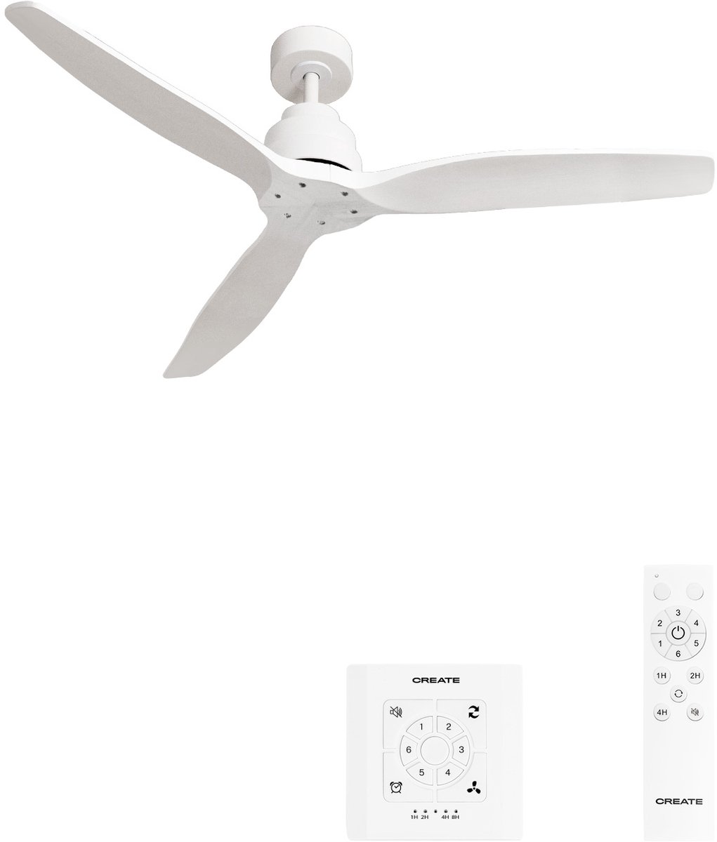 CREATE - Stille plafondventilator van 40 W met technische ABS-bladen, verkrijgbaar in verschillende maten - M - Geen licht - Controller voor wandmontage - WIND STYLANCE