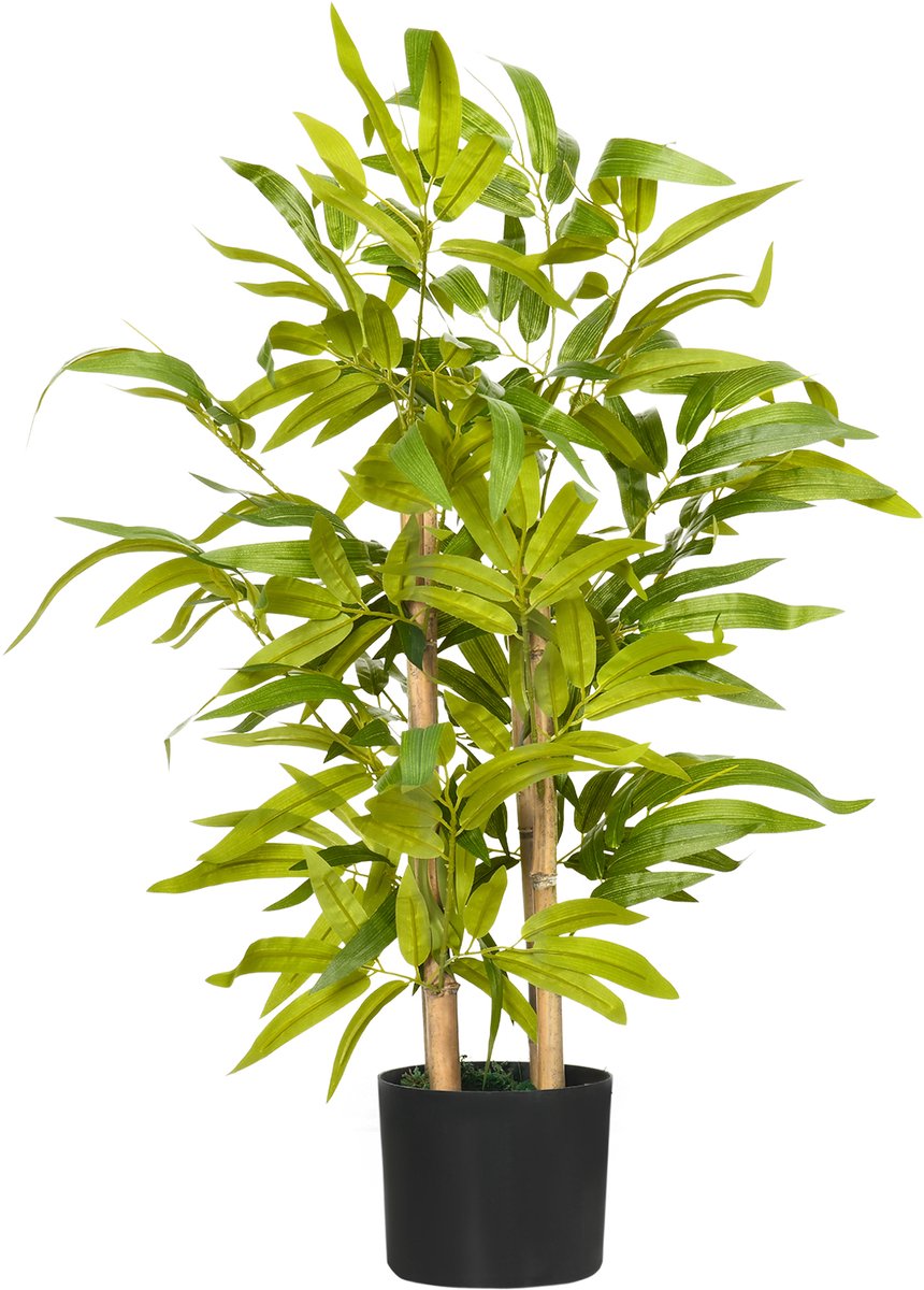 Homcom Kunstbamboe - Polyester - 15x15x60cm - Groen Groente