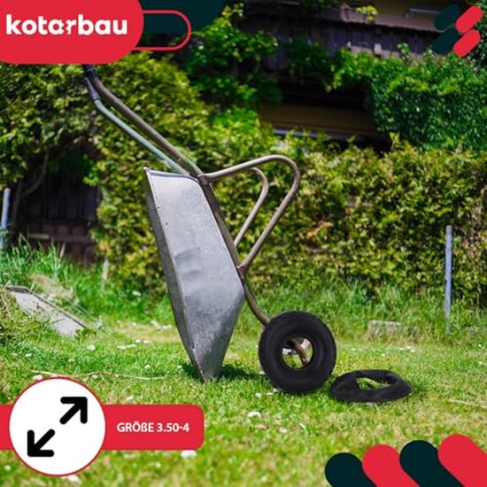 KOTARBAU® Binnenband Kruiwagen, Gummi, 3.50-4, Zwart, met Haakse Ventiel, ⌀ 24 cm, Reserveband Transportwagen, Binnenband Tuinwagen van KOTARBAU — afbeelding 2