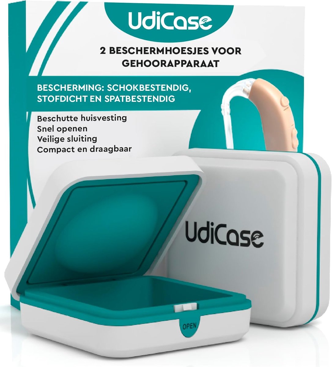 Opbergdoos Gehoorapparaat - Hoortoestel Doosje - Veilig Opbergen - Schokbestendig Spatwaterdicht - 7x7x3cm