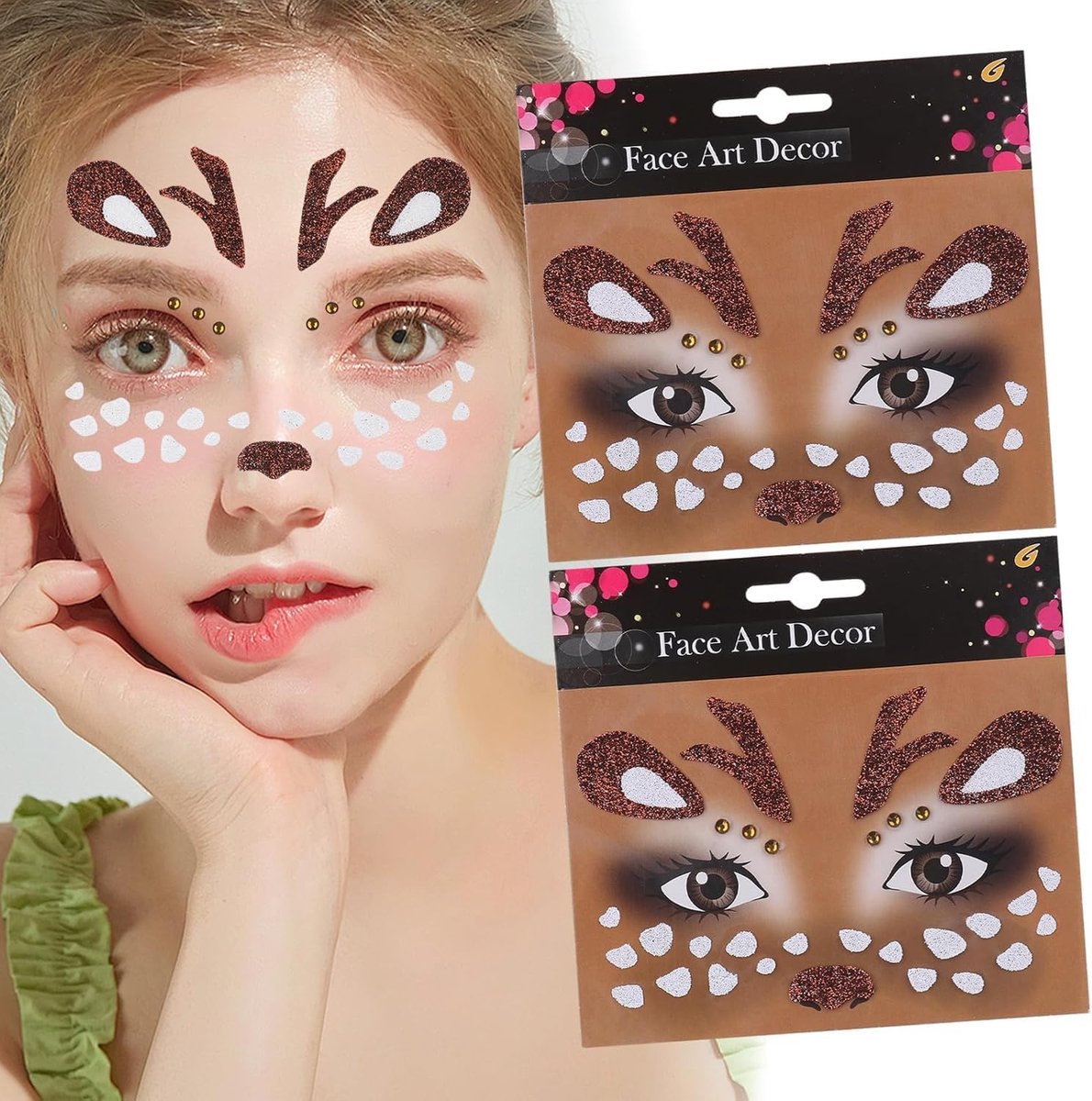 Gezichtsstickers Carnaval - Glitter Tattoos - Feest Accessoires - Zelfklevend Acryl - 12.6 x 12 cm - Meerkleurig