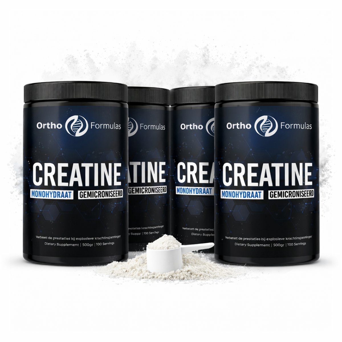 4x 500 gram Creatine Monohydraat Poeder – Spierkracht & Fitness Support – 2000 g - Voordeel Set – 200 Mesh