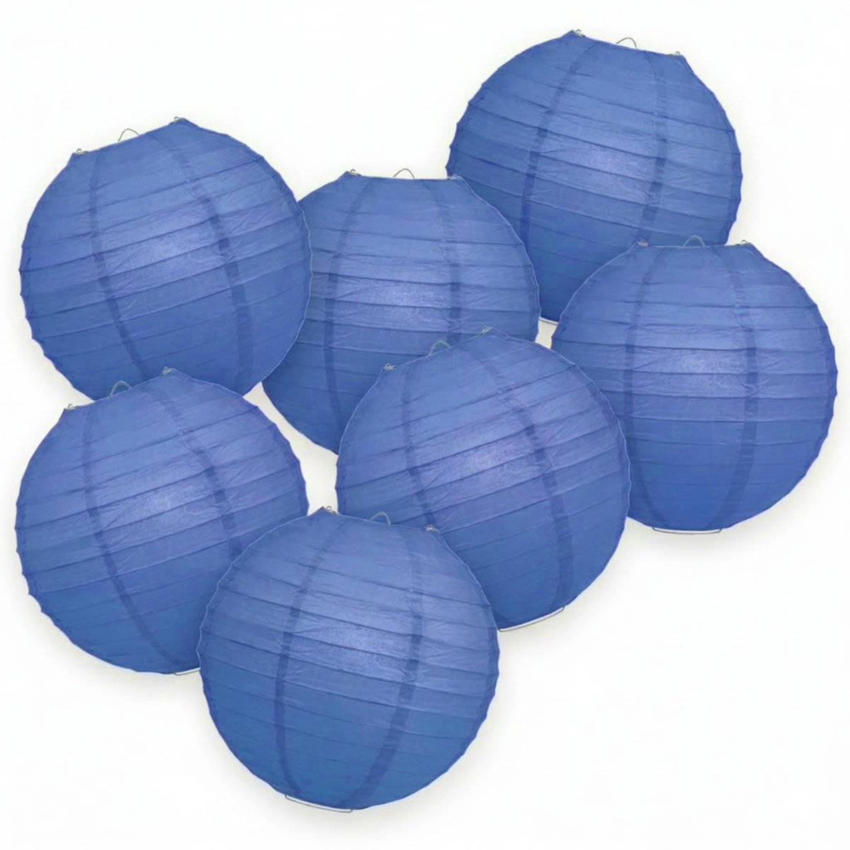 7-set LMPN® papieren lampionnen - marineblauw - 25cm - marine blauwe lampion