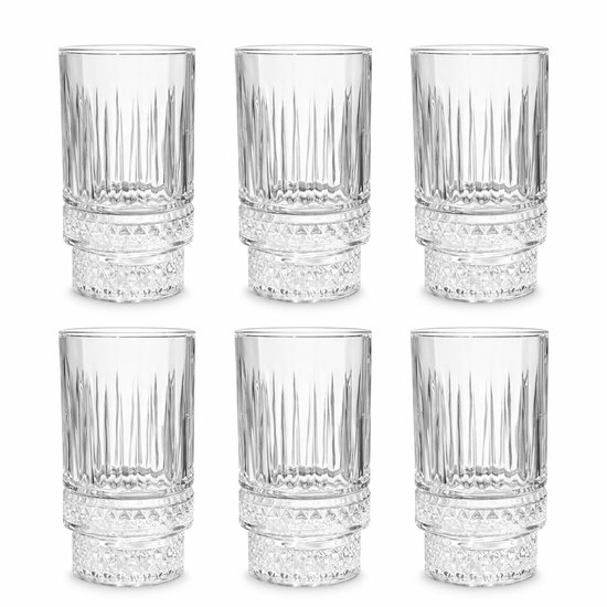 IBS Home - longdrink glazen - 6x - transparant - 335ml - Waterglazen - glazen - Cocktail Glazen