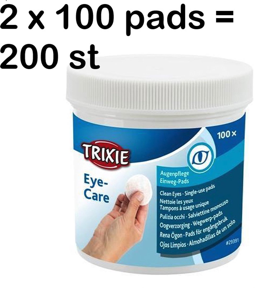 Cocapet by trixie - eye care oogdoekjes -* ** 2 X *** voor de vacht rond de ogen bij honden, katten en andere kleine diertjes -100 st in handig doosje met deksel = 200 st met ALOE VERA