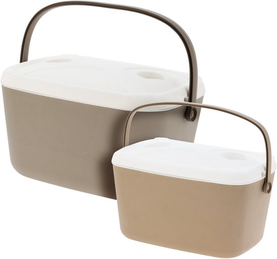 koelbox - 30 liter - koelboxen -Taupe - per set van 2 stuks van Merkloos — afbeelding 2