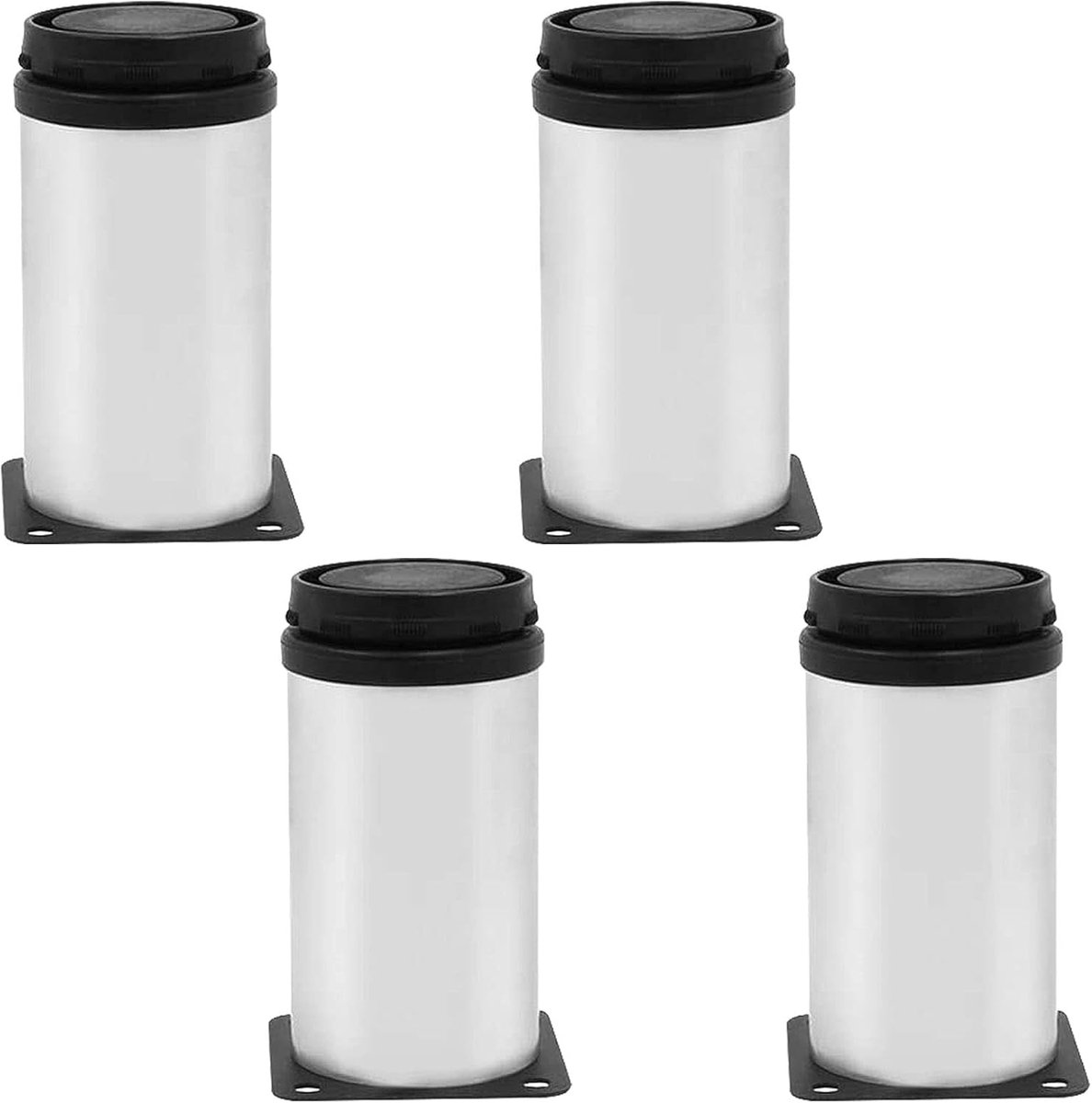 4x Verstelbare Meubelpoten RVS 100mm Zwart/Zilver - Voor Kasten, Banken en Tafels