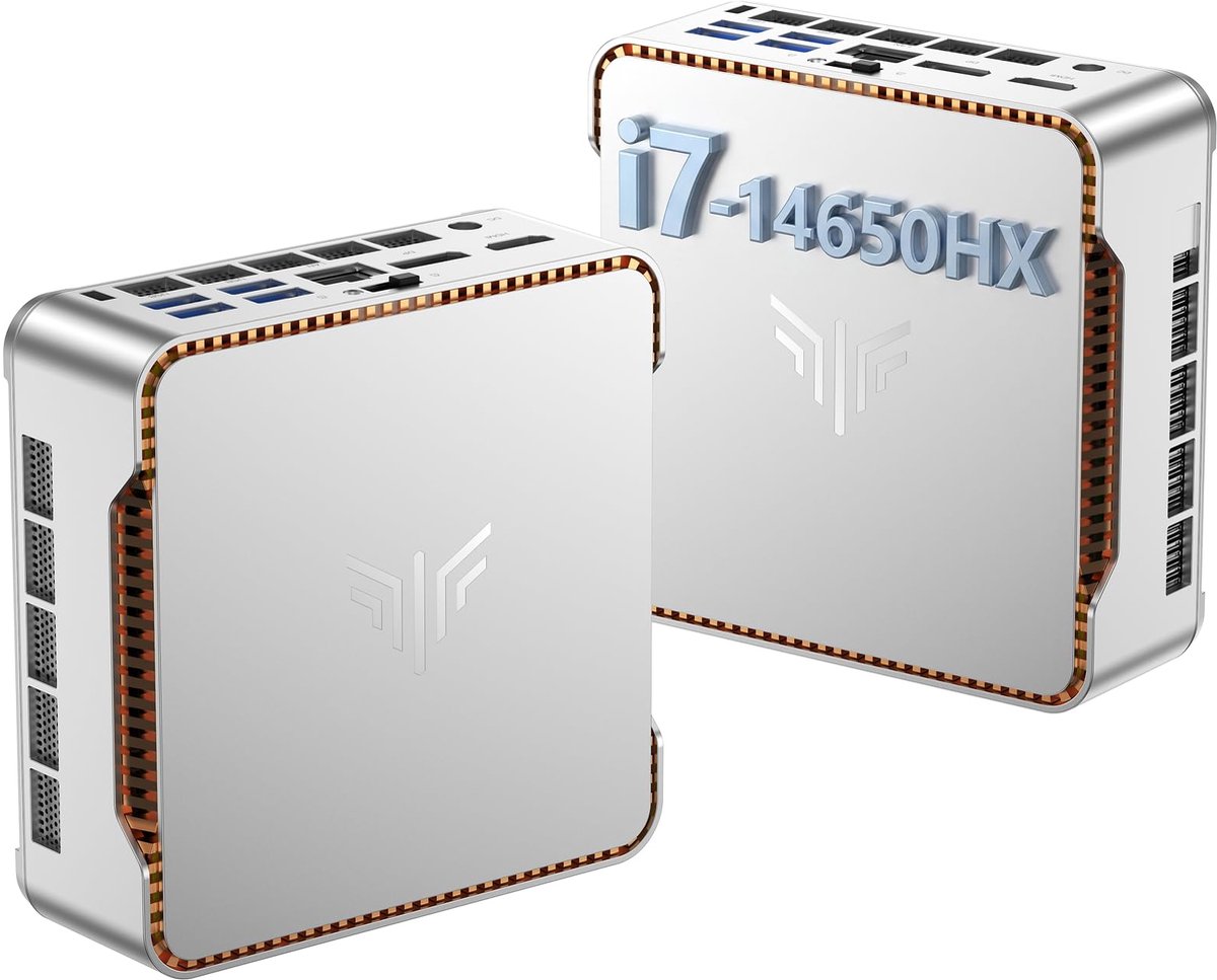 NiPoGi H2 Mini Gaming PC - Intel Core i7 14650HX Mini Computers (16C/24T, tot 5.2GHz) - 32GB RAM 1TB SSD - Triple 4K Display - USB Type-C - WiFi6 - BT5.2