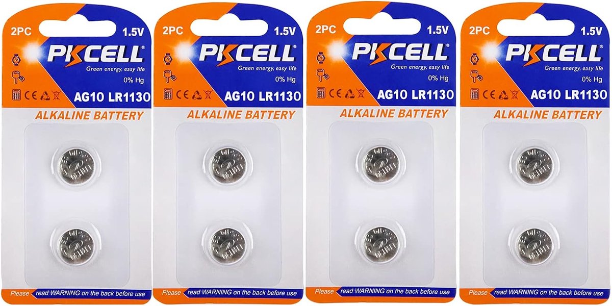 Alkaline Knoopcelbatterijen AG10 LR1130 189 LR54 1,5 V 8 Stuks