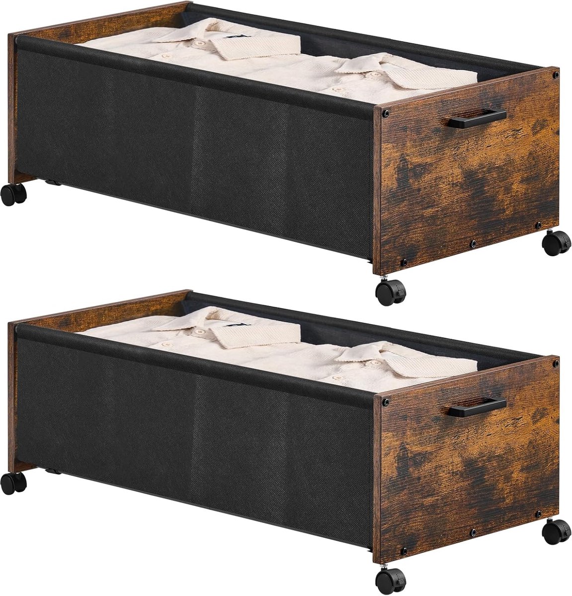 Houten Opberglade Onder Bed met Wielen - Ruimtebesparende Schoenen- en Kledingopslag