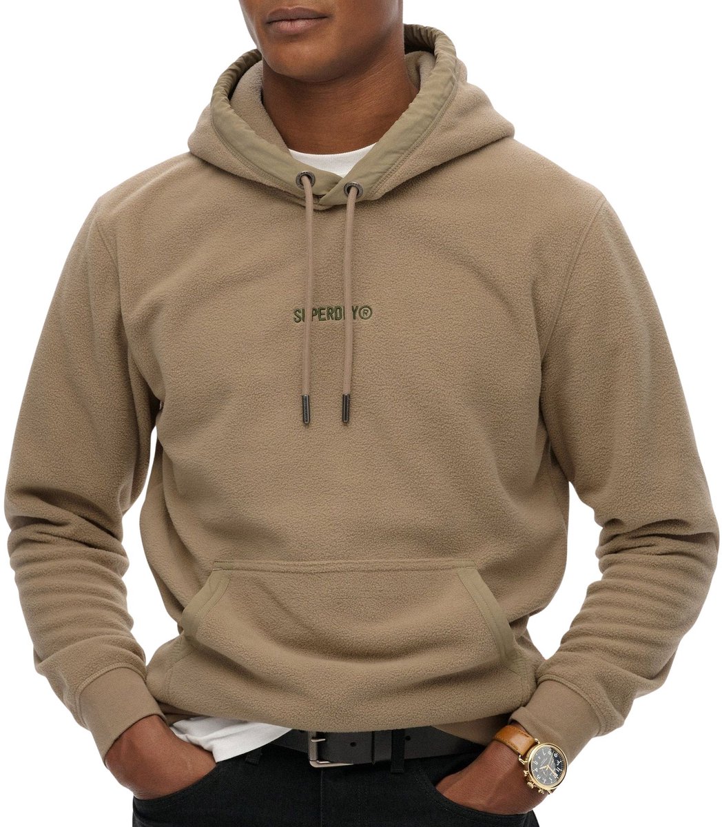 Superdry Micro Logo Fleece Hoodie Heren Bruin