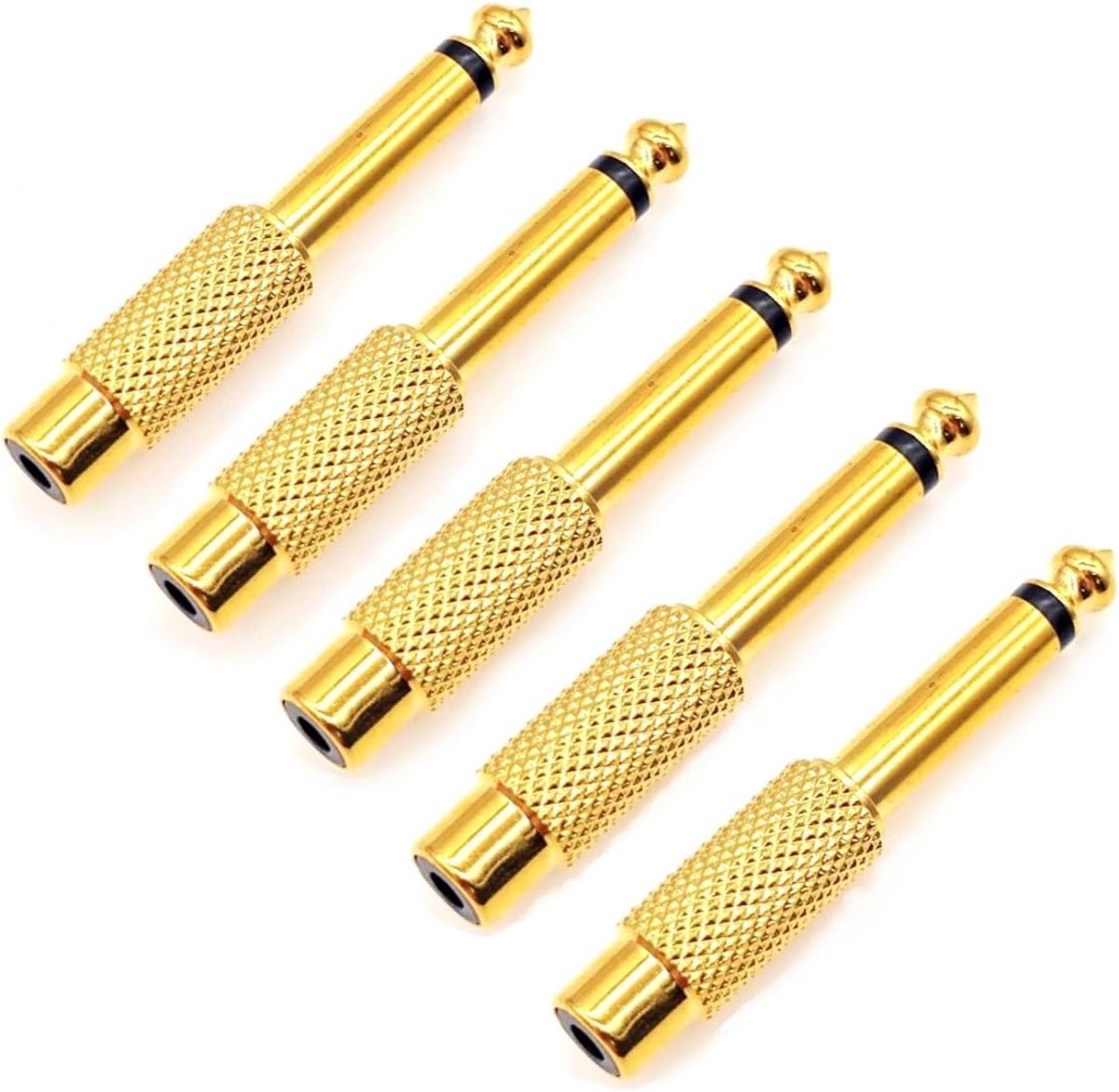 5-Pack 6.35mm Mono Jack naar 3.5mm RCA Vrouwelijke Audio Adapter - Verguld