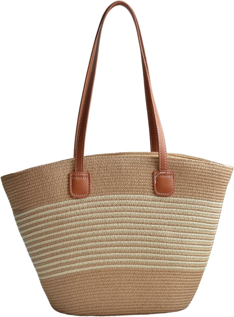 Dames Strooien Tas Strandtas Grote Schoudertas Lichtgewicht Zomer Boodschappentas