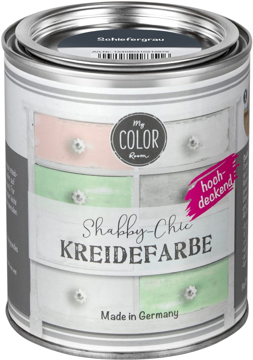 My COLOR Room Shabby Chic Krijtverf - Meubelverf Zonder Schuren - Waterbasis - Leigrijs - 750 ml