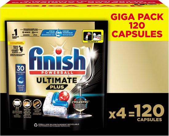 Finish Ultimate Plus All in One regular vaatwastabletten - 120 capsules
