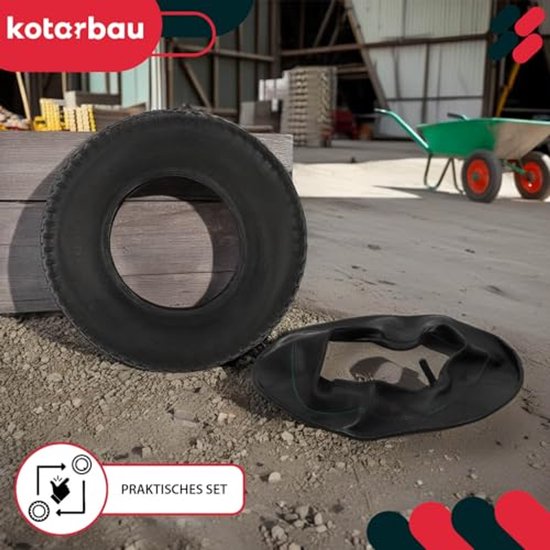 KOTARBAU® Kruiwagenband met Binnenband, Gummi, Zwart, Kruiwagenband - ⌀ 40 cm - 4PR, Binnenband - ⌀ 35 cm, Vervangende Band voor Schubkarre, Tuinwagen van KOTARBAU — afbeelding 2