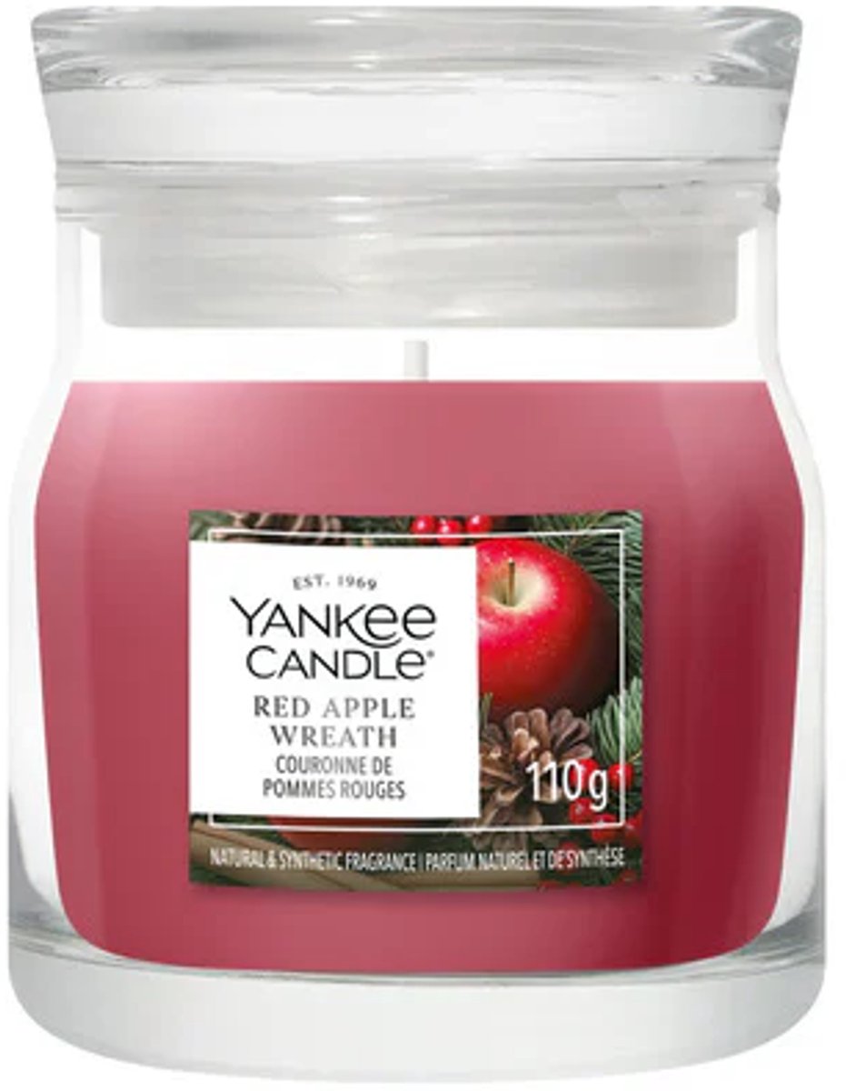 Yankee Candle - Red Apple Wreath Small Jar Geurkaars - tot 30 branduren