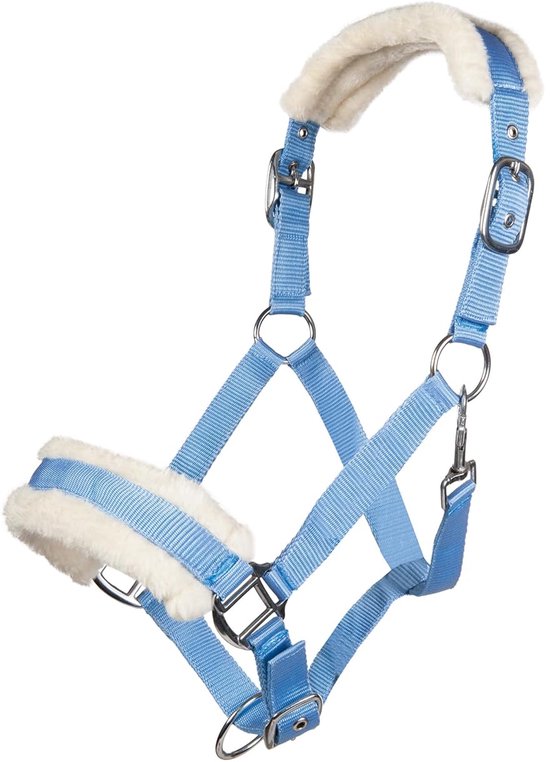 HKM Bischofshofen Halster Met Teddyvulling - Magenta, Pony Maat, Zachte Fleece Bij Neus En Kopstuk, Met Kliksluiting En Sterke Zilveren Beslag