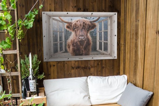 Affiche de jardin Scottish Highlander - Vache - Berg - Transparent - 120x80 cm