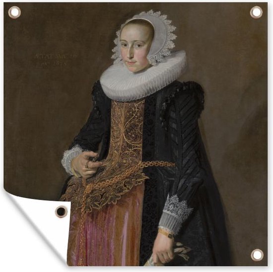 Tuinposters Portret van Aletta Hanemans - Frans Hals - 50x50 cm - Tuindoek - Buitenposter