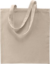 2x stuks basic katoenen schoudertasje in het zand/beige 38 x 42 cm met lange hengsels - Boodschappentassen - Goodie bags