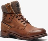 Bugatti gevoerde leren heren veterboots - Cognac - Maat 42 - Echt leer