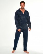 Cornette Katoenen lange pyjama met Knoopjes Heren Volwassenen -  marineblauw- 100% Katoen XXL