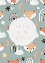 Beterschapskaart - Ansichtkaart - A6 - 10x15cm - Vosjes - Word maar heel snel weer beter - 2 stuks
