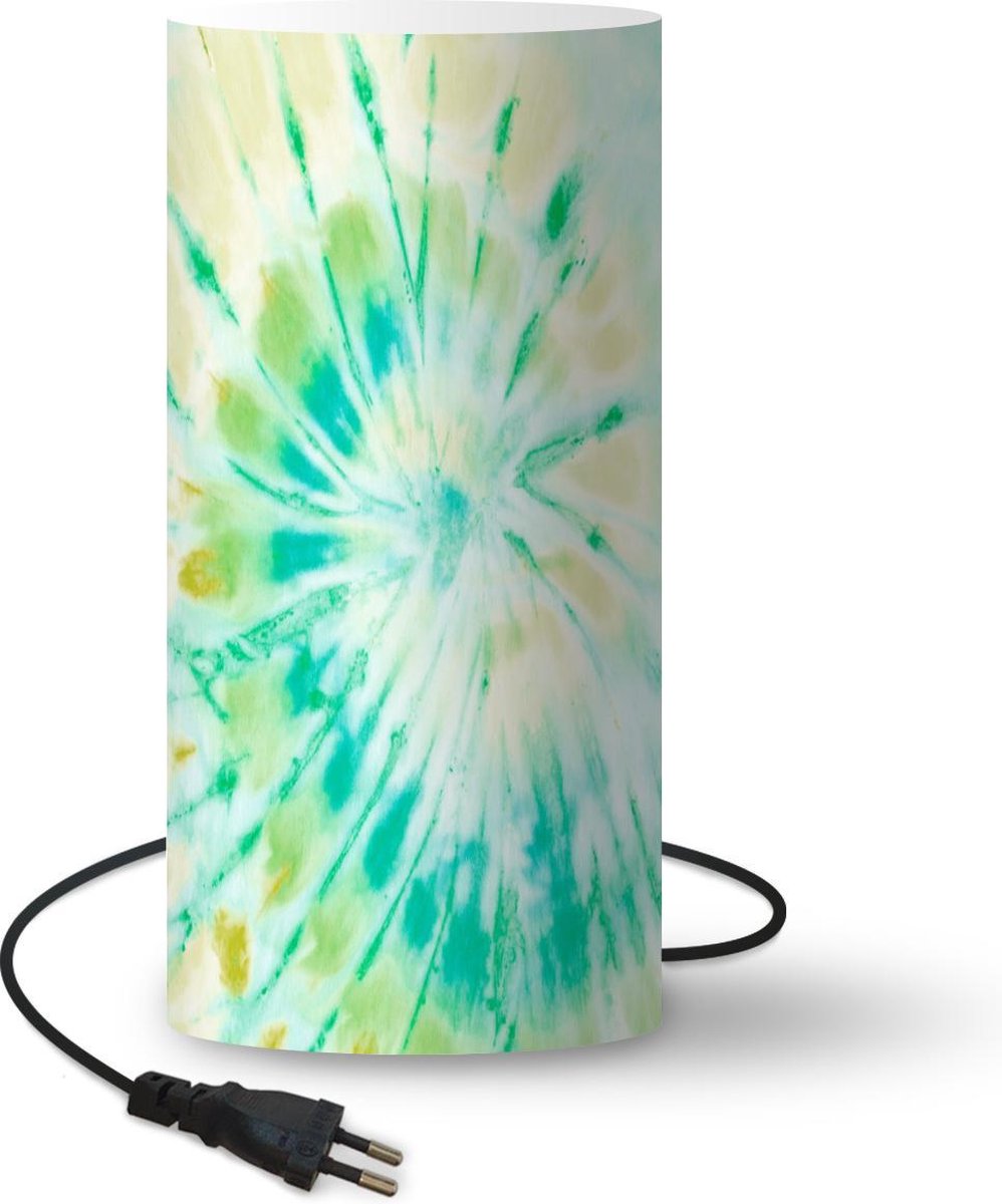 Lamp - Nachtlampje - Tafellamp slaapkamer - Tie dye - Patroon - Spiraal - 33 cm hoog - Ø15.9 cm - Inclusief LED lamp