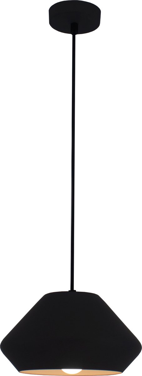 Ubbe hanglamp conisch zwart metaal, diameter 240 mm, hoogte 1377 mm, E27-fitting, lamp niet inbegrepen