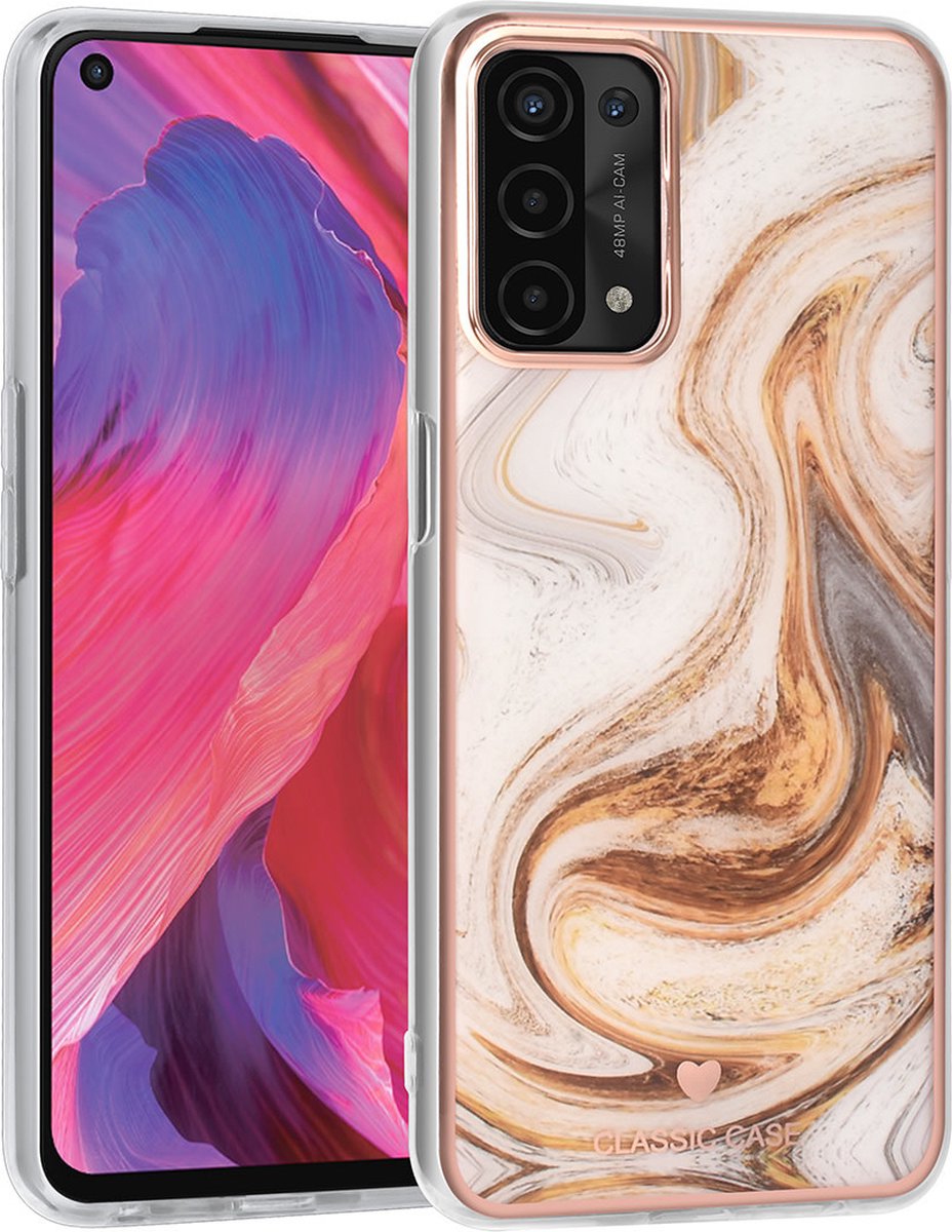 UNIQ Classic Case Oppo A54 5G & A74 5G TPU Backcover hoesje - Marble Brown